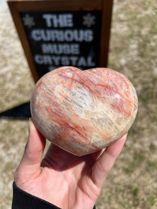 Red Moonstone Flashy Polished Crystal Heart