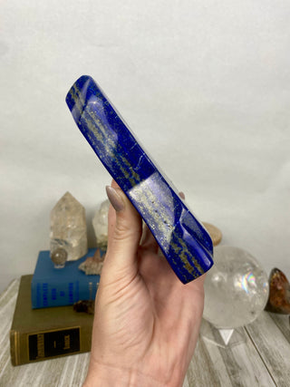 Dark Blue Lapis Lazuli Slab | Sparkly Pyrite Flakes from Curious Muse Crystals Tagged with blue, crown chakra, gold, hide-notify-btn, inspiration, lapis, Lapis lazuli, pyrite, ultramarine, wisdom