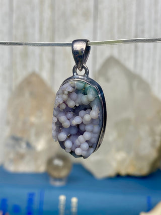 Grape Agate in Sterling Silver Pendant from Curious Muse Crystals Tagged with botyroidal, chalcedony, Crystal healing, genuine crystal, grape agate, hide-notify-btn, jewelry, natural mineral, Pendant, purple, raw mineral, reiki crystal, Sterling