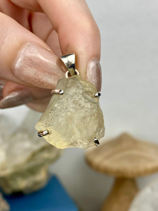 Libyan Desert Glass in Sterling Silver Pendant from Curious Muse Crystals Tagged with desert glass, hide-notify-btn, libya, necklace, Pendant, sterling silver, tektite, yellow