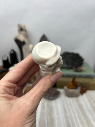White Jade Crystal Skull Sculpture | Hand-Carved