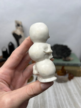 White Jade Crystal Skull Sculpture | Hand-Carved