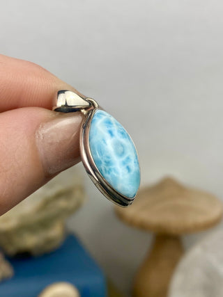 Larimar in Sterling Silver Pendant from Curious Muse Crystals Tagged with blue, crystal healing, Crystal Jewelry, energy work, hide-notify-btn, larimar, Sterling, sterling silver