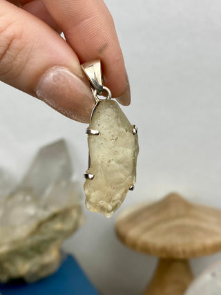 Libyan Desert Glass in Sterling Silver Pendant from Curious Muse Crystals Tagged with desert glass, hide-notify-btn, libya, necklace, Pendant, sterling silver, tektite, yellow