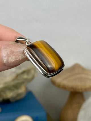 Tiger's Eye in Sterling Silver Pendant from Curious Muse Crystals Tagged with confidence, confidence crystal, hide-notify-btn, necklace, Pendant, solar plexus, solar plexus chakra, solar plexus work, sterling silver, tiger eye, tigers eye, yellow