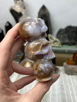 Chalcedony Crystal Skull Sculpture | Hand-Carved