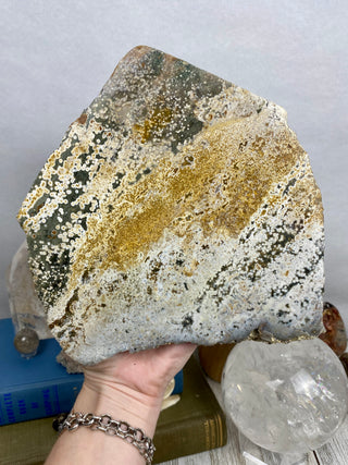 Ocean Jasper Slab | Pastel & Bubbly from Curious Muse Crystals Tagged with Crystal healing, drusy pocket, hide-notify-btn, jasper, Madagascar mineral, mineral collection, natural mineral, ocean jasper, Orbicular jasper, peace and calming, purple, reiki healing, slab, white