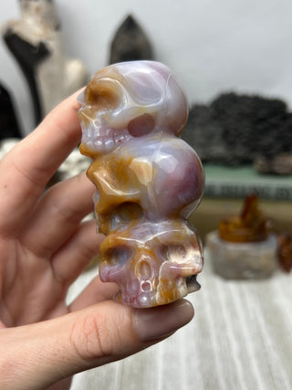 Chalcedony Crystal Skull Sculpture | Hand-Carved