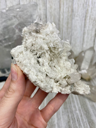 Danburite Raw Crystal Large Cluster with Calcite | Caracas, Mexico from Curious Muse Crystals Tagged with clear, crown chakra, Crystal healing, danburite, hide-notify-btn, pink, raw, raw crystal