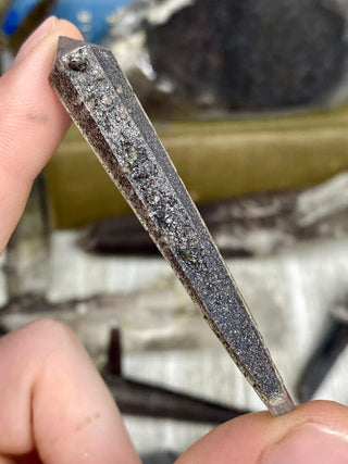 Quartz with Hematite and Lithium inclusions | Afghanistan from Curious Muse Crystals Tagged with Afghanistan, hematite, hematite red quartz, Laser quartz, lithium, Lithium quartz, Specular hematite