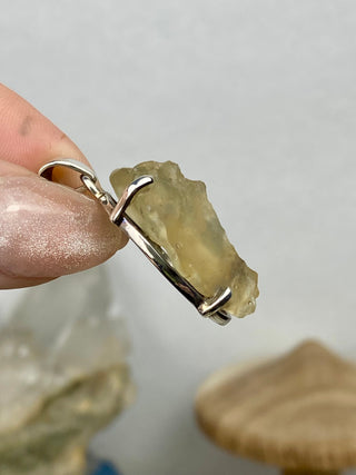 Libyan Desert Glass in Sterling Silver Pendant from Curious Muse Crystals Tagged with desert glass, hide-notify-btn, libya, necklace, Pendant, sterling silver, tektite, yellow