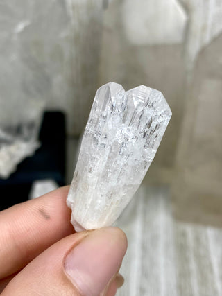 Danburite Raw Crystal Twin Termination | Caracas, Mexico from Curious Muse Crystals Tagged with clear, crown chakra, Crystal healing, danburite, hide-notify-btn, pink, raw, raw crystal