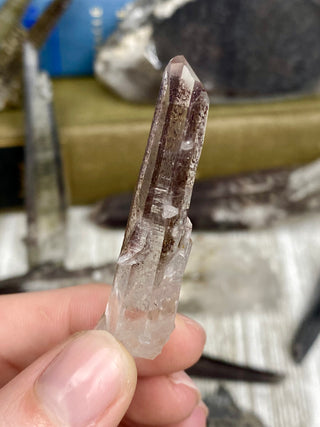 Quartz with Hematite and Lithium inclusions | Afghanistan from Curious Muse Crystals Tagged with Afghanistan, hematite, hematite red quartz, Laser quartz, lithium, Lithium quartz, Specular hematite