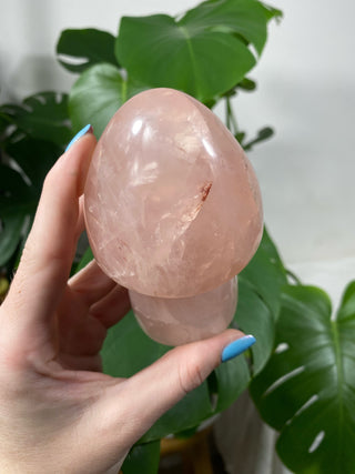 Rose Quartz Mushroom from Curious Muse Crystals for 48. Tagged with asterism, carving, massager, mushroom, rose Quartz, star