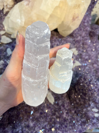 Selenite Raw Tower 4 inch, 6 inch | Satin Spar Gypsum