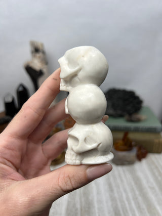 White Jade Crystal Skull Sculpture | Hand-Carved