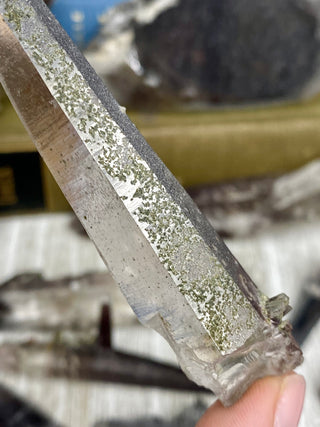 Quartz with Hematite and Lithium inclusions | Afghanistan from Curious Muse Crystals Tagged with Afghanistan, hematite, hematite red quartz, Laser quartz, lithium, Lithium quartz, Specular hematite