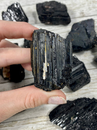 Black Tourmaline Raw Schorl Chunk from Curious Muse Crystals Tagged with black, black Tourmaline, brazil, crystal, protection, raw, raw mineral, schorl, tourmaline