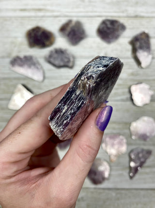 Lepidolite Mica Slices from Curious Muse Crystals Tagged with crystal, lepidolite, lithium, mica, purple, raw, raw mineral