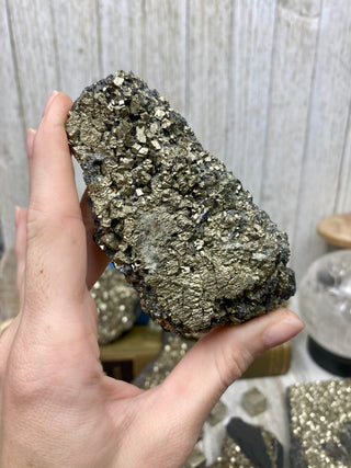 Pyrite on Shungite Raw Layered Plate | Brazil from Curious Muse Crystals Tagged with abundance, black, brazil, cleansing, gold, manifestation, purification, pyrite, shungite