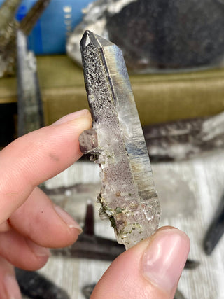 Quartz with Hematite and Lithium inclusions | Afghanistan from Curious Muse Crystals Tagged with Afghanistan, hematite, hematite red quartz, Laser quartz, lithium, Lithium quartz, Specular hematite