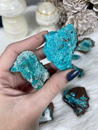 Rosasite with Aurichalcite Raw Specimen | Ojuela Mine, Mexico from Curious Muse Crystals Tagged with aurichalcite, blue, dolomite, fine mineral, mexico, ojela mine, peace, raw, raw mineral, rosasite