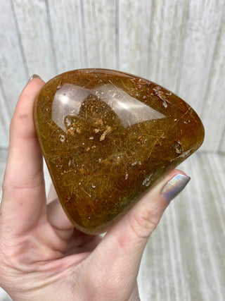 Rutile Quartz Polished Free Form High Grade from Curious Muse Crystals Tagged with clear, clear brazil quartz, crystal energy, crystal lens, genuine crystal, hide-notify-btn, polished, quartz, reiki crystal, reiki healing, rutile