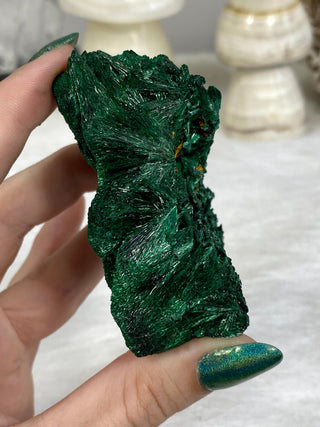 Velvet Malachite Cluster | Fibrous Green Copper Based Crystal from Curious Muse Crystals Tagged with Copper Stone, Crystal Healing, Dark Green Stone, Genuine Crystal, green, Hearth Chakra, hide-notify-btn, Malachite, Manifestation, Mineral Collection, Natural Mineral, Prosperity Wealth, Raw Mineral, Reiki Healing