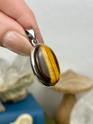 Tiger's Eye in Sterling Silver Pendant from Curious Muse Crystals Tagged with confidence, confidence crystal, hide-notify-btn, necklace, Pendant, solar plexus, solar plexus chakra, solar plexus work, sterling silver, tiger eye, tigers eye, yellow