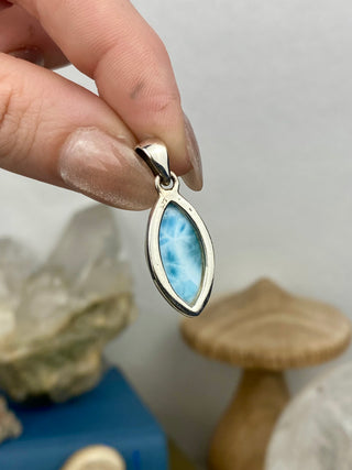 Larimar in Sterling Silver Pendant from Curious Muse Crystals Tagged with blue, crystal healing, Crystal Jewelry, energy work, hide-notify-btn, larimar, Sterling, sterling silver