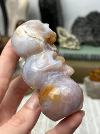 Chalcedony Crystal Skull Sculpture | Hand-Carved