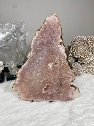 Pink Amethyst Triangle Slab | Brazil from Curious Muse Crystals for 215. Tagged with amethyst, carving, Crystal healing, genuine crystal, hide-notify-btn, natural mineral, pink, pink amethyst, polished, reiki crystal, slab