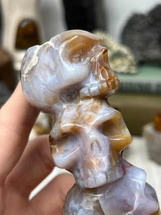 Chalcedony Crystal Skull Sculpture | Hand-Carved
