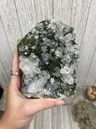 Epidote with Quartz Cluster | Turkish Forest Fairy Crystal