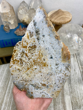 Ocean Jasper Slab | Pastel Colors from Curious Muse Crystals Tagged with Crystal healing, drusy pocket, hide-notify-btn, jasper, Madagascar mineral, mineral collection, natural mineral, ocean jasper, Orbicular jasper, peace and calming, purple, reiki healing, slab, white