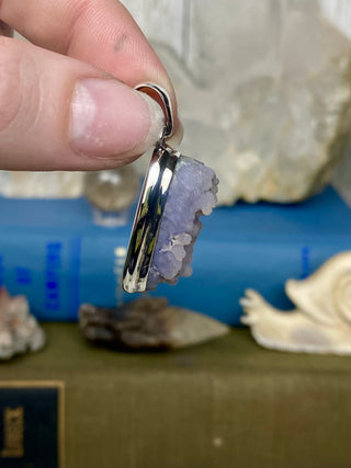 Grape Agate in Sterling Silver Pendant from Curious Muse Crystals Tagged with botyroidal, chalcedony, Crystal healing, genuine crystal, grape agate, hide-notify-btn, jewelry, natural mineral, Pendant, purple, raw mineral, reiki crystal, Sterling