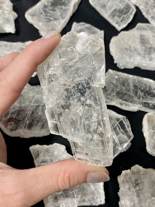 Selenite Raw Slices from Curious Muse Crystals Tagged with china, clear, crystal, raw, raw selenite, selenite