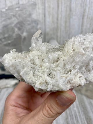 Danburite Raw Crystal Large Cluster with Calcite | Caracas, Mexico from Curious Muse Crystals Tagged with clear, crown chakra, Crystal healing, danburite, hide-notify-btn, pink, raw, raw crystal