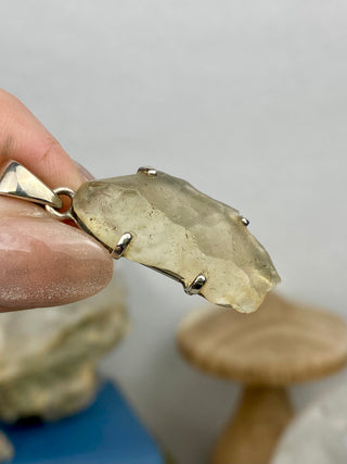 Libyan Desert Glass in Sterling Silver Pendant from Curious Muse Crystals Tagged with desert glass, hide-notify-btn, libya, necklace, Pendant, sterling silver, tektite, yellow