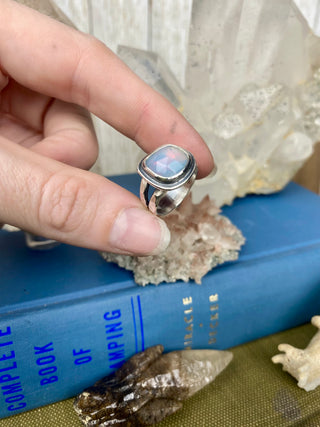 Welo Opal in Sterling Silver Ring | Silent Wolf Jewelry from Curious Muse Crystals Tagged with Ethiopian opal, flashy opal, opal, Opal ring, ring, Silent wolf jewelry, silver ring, Sterling, sterling silver, Welo Opal