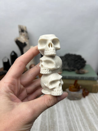 White Jade Crystal Skull Sculpture | Hand-Carved