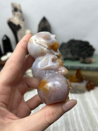 Chalcedony Crystal Skull Sculpture | Hand-Carved