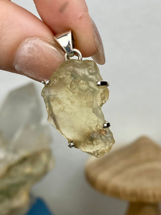 Libyan Desert Glass in Sterling Silver Pendant from Curious Muse Crystals Tagged with desert glass, hide-notify-btn, libya, necklace, Pendant, sterling silver, tektite, yellow