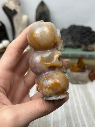 Chalcedony Crystal Skull Sculpture | Hand-Carved