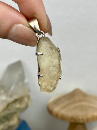 Libyan Desert Glass in Sterling Silver Pendant from Curious Muse Crystals Tagged with desert glass, hide-notify-btn, libya, necklace, Pendant, sterling silver, tektite, yellow