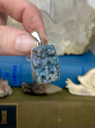 Grape Agate in Sterling Silver Pendant from Curious Muse Crystals Tagged with botyroidal, chalcedony, Crystal healing, genuine crystal, grape agate, hide-notify-btn, jewelry, natural mineral, Pendant, purple, raw mineral, reiki crystal, Sterling