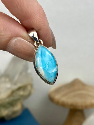 Larimar in Sterling Silver Pendant from Curious Muse Crystals Tagged with blue, crystal healing, Crystal Jewelry, energy work, hide-notify-btn, larimar, Sterling, sterling silver