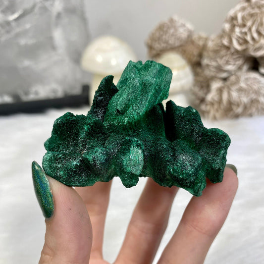 Velvet Malachite Cluster | Fibrous Green Copper Based Crystal