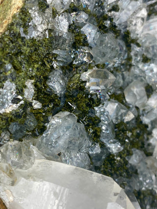 Epidote with Quartz Cluster | Turkish Forest Fairy Crystal