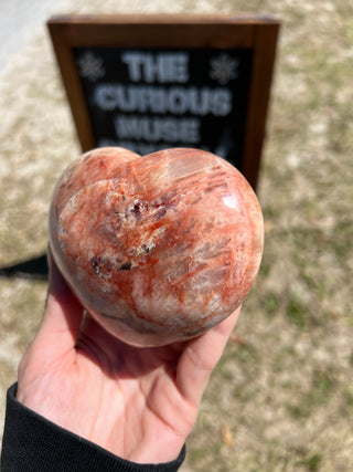 Red Moonstone Flashy Polished Crystal Heart